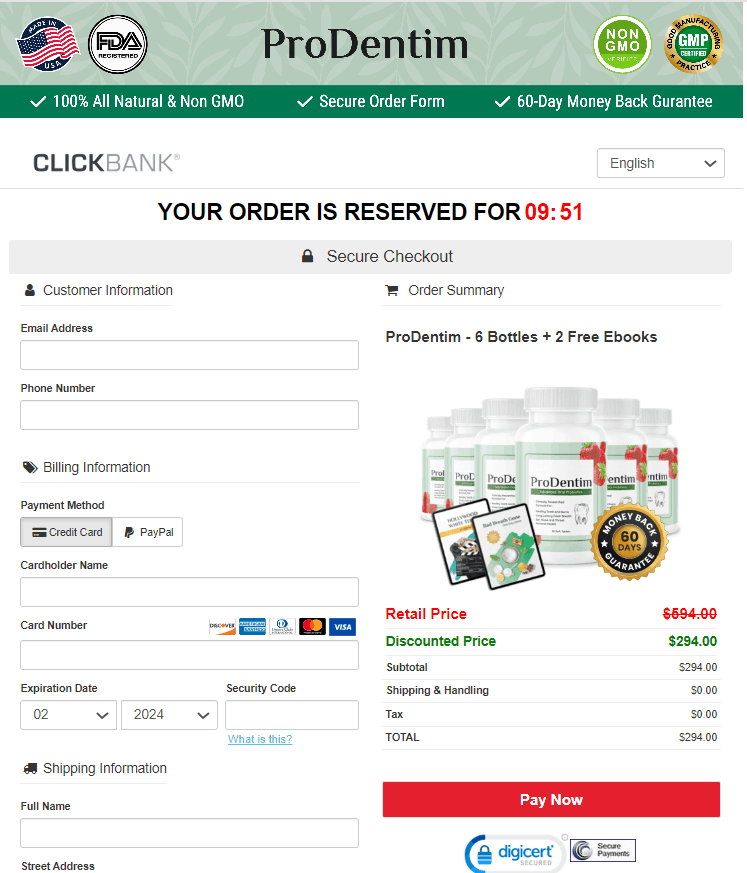 ProDentim Checkout Page